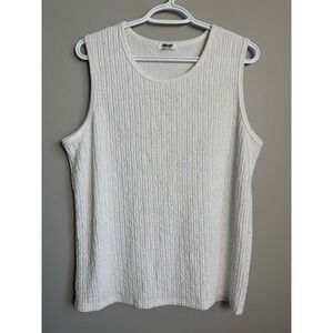 COOFANDY Textured Sleeveless Tank Top Womens M Ivory Minimalist Modern Plissé